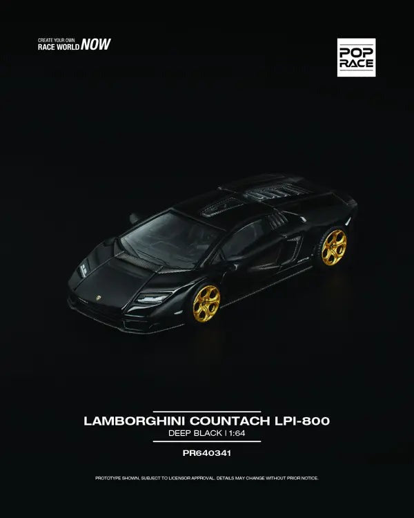 POPRACE PR64-341 1/64 LAMBORGHINI COUNTACH LPI 800-4 DEEP BLACK
