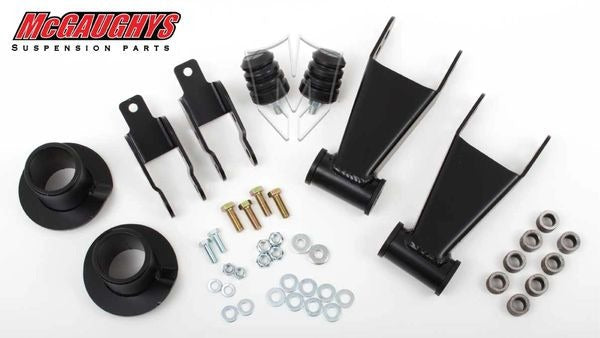 04F24EX-4WD (04-08 FORD X-CAB/CREW 4WD 2/4 in FRONT STRUT RELOCATORS SHACKLES U-BOLT SPACERS SHOCK EXT B.S)