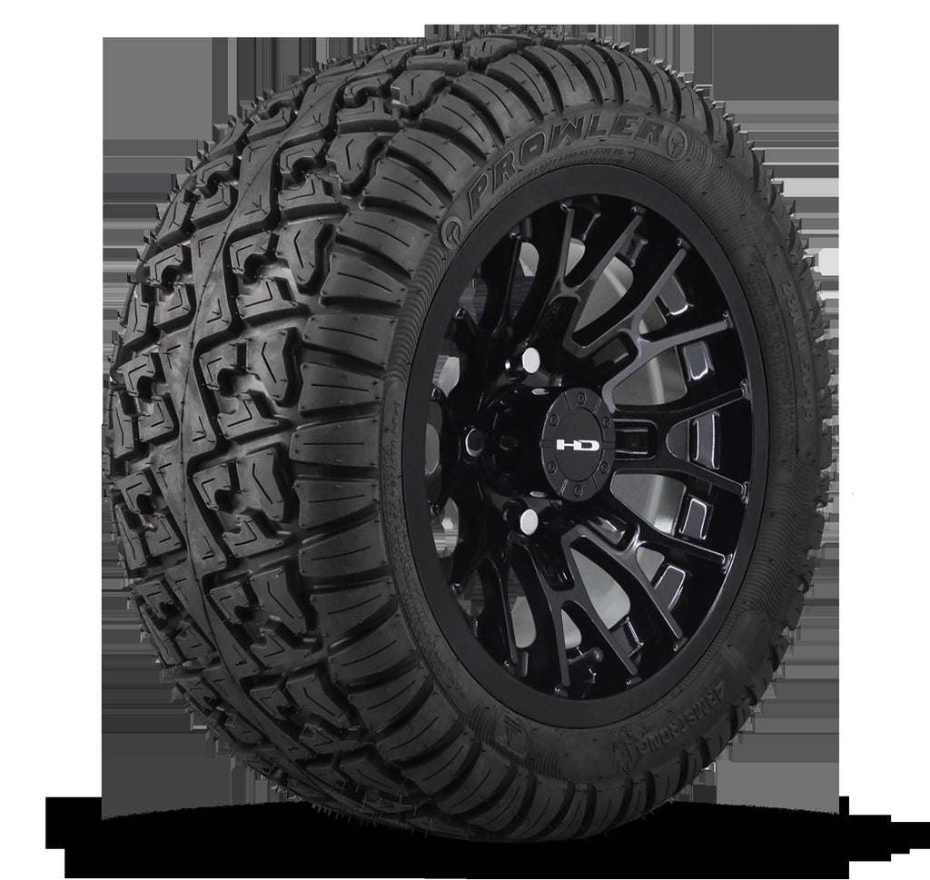 HD Golf Wheel & Tire Package ( 1pc ) 14x7.0 RTC All Gloss Black w ( 1pc ) 23 Inch A/T Tire