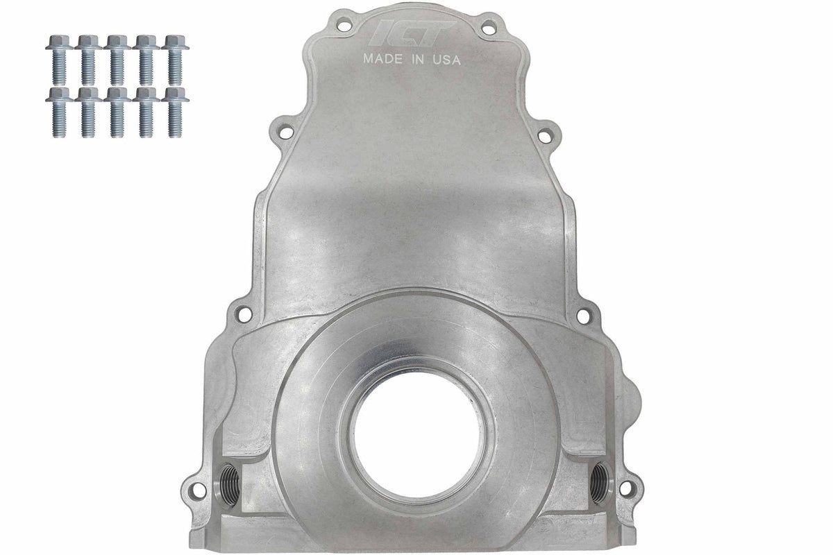 ICT BILLET LS Gen 3 Turbo Oil Drain Return - Front Timing Chain Cover -10AN
