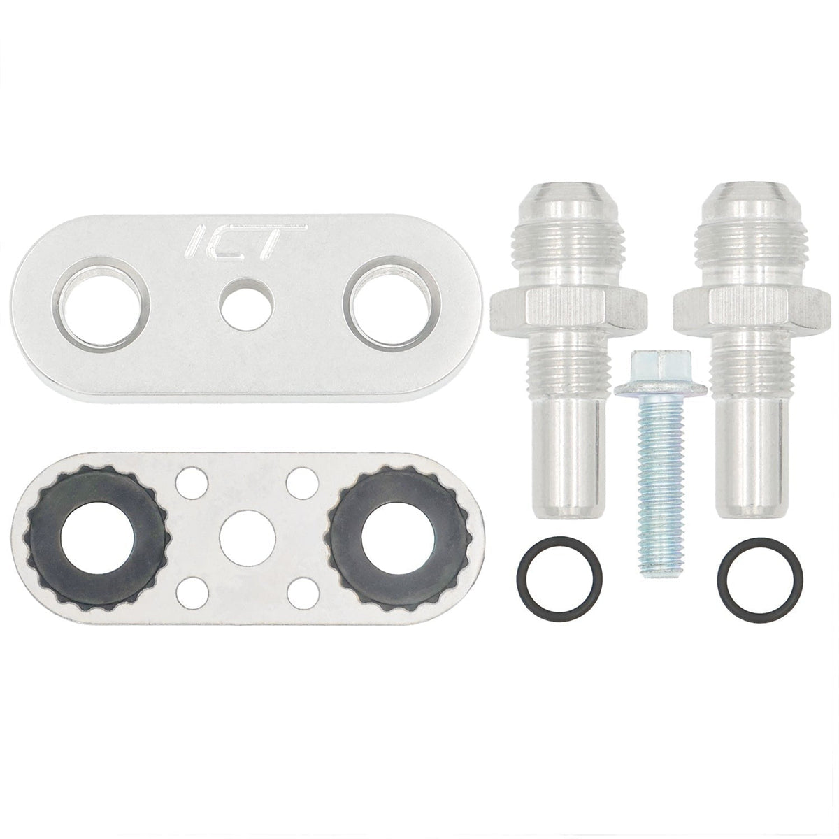 ICT BILLET 6L80E 6L90E 8L90E Transmission Cooler Line Adapter Plate with 8AN Fittings Seal