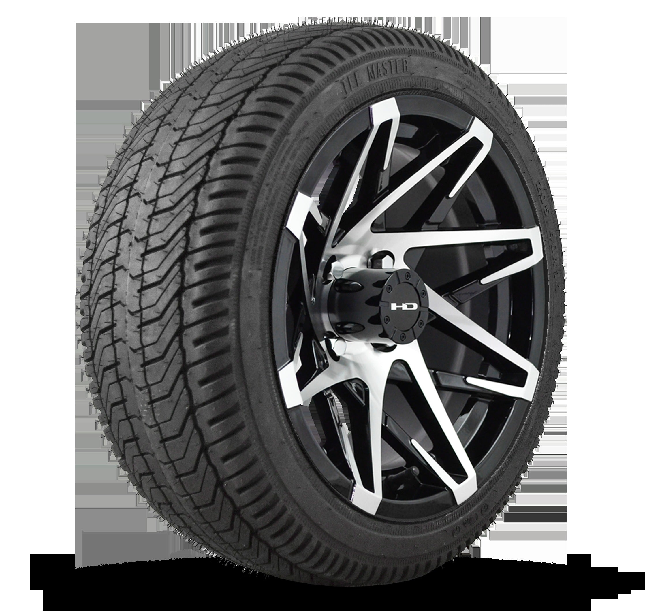 HD Golf Wheel & Tire Package ( 1pc ) 14x7.0 Canyon Black Machined w ( 1pc ) 205/40-14 All Season Tire