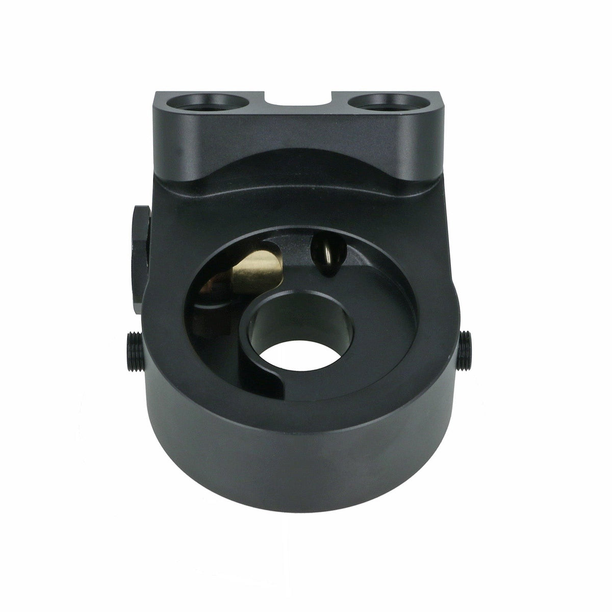 BOOST Products Billet Oil Filter Sandwich Plate Adapter w/ Thermostat, black anodized
