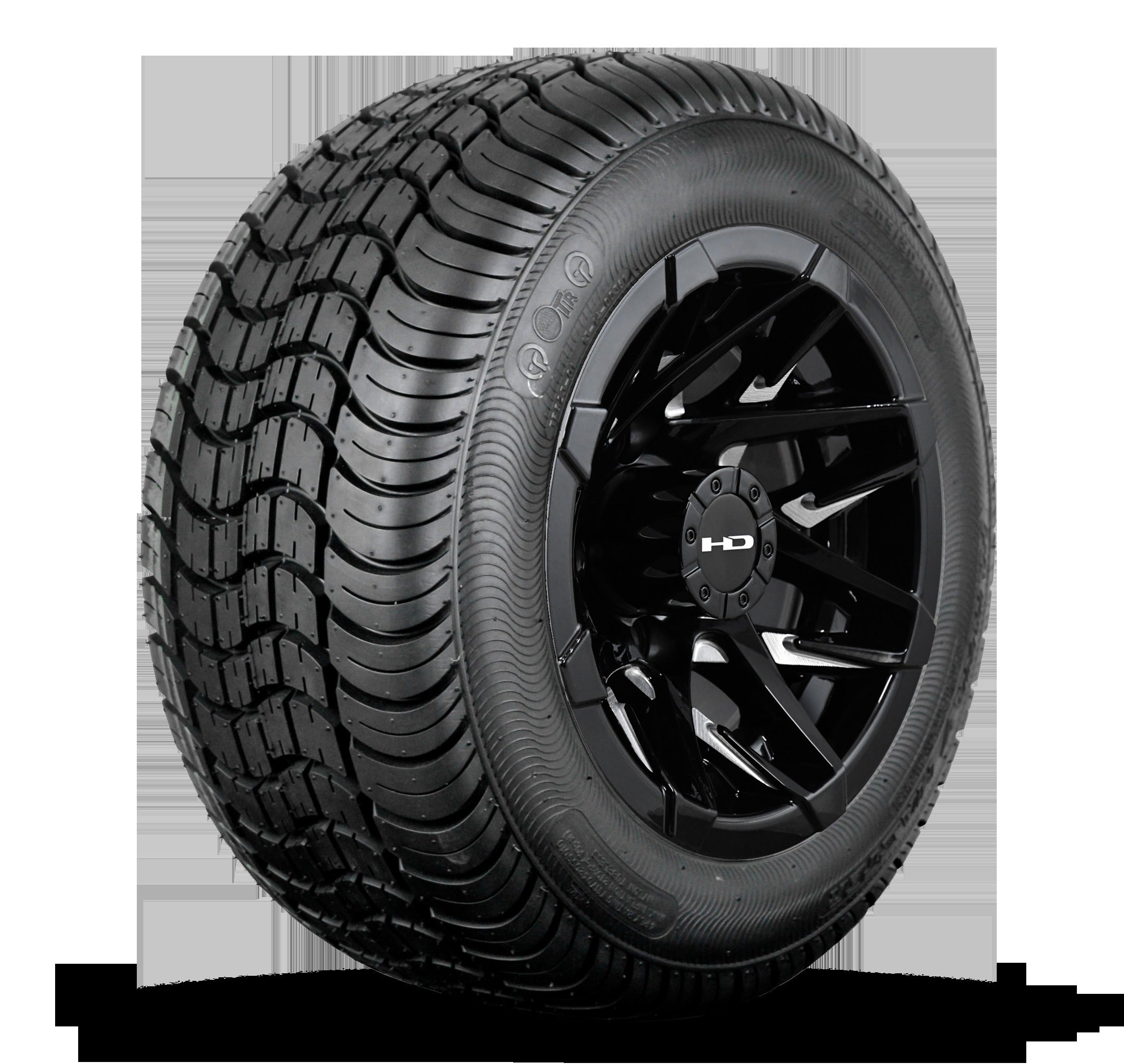 HD Golf Wheel & Tire Package ( 1pc ) 10x7.0 Canyon Black Milled Face w ( 1pc ) All-Season Tire