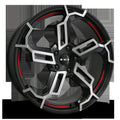 HD Wheels Switch 20x8.5 +35 5x114.3mm 73.1mm Satin Black/Red Line