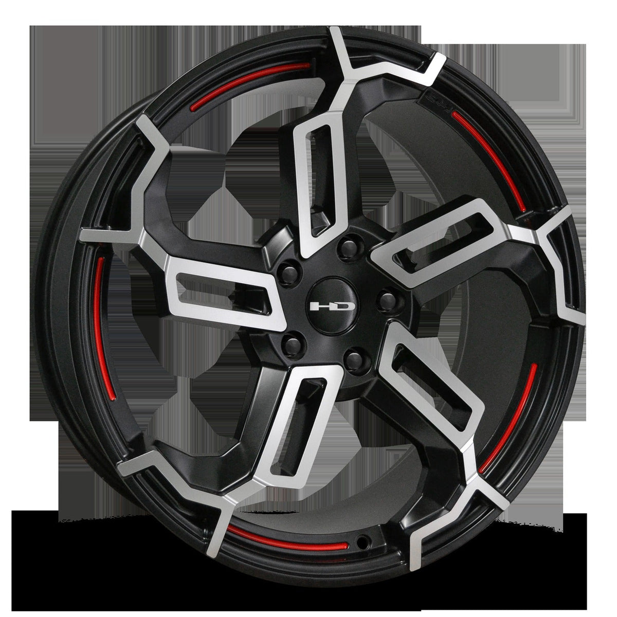 HD Wheels Switch 20x8.5 +35 5x114.3mm 73.1mm Satin Black/Red Line