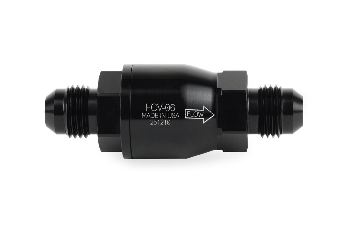 Improved Racing High-Flow, Low Cracking Pressure Flapper Check Valve, -6AN Male