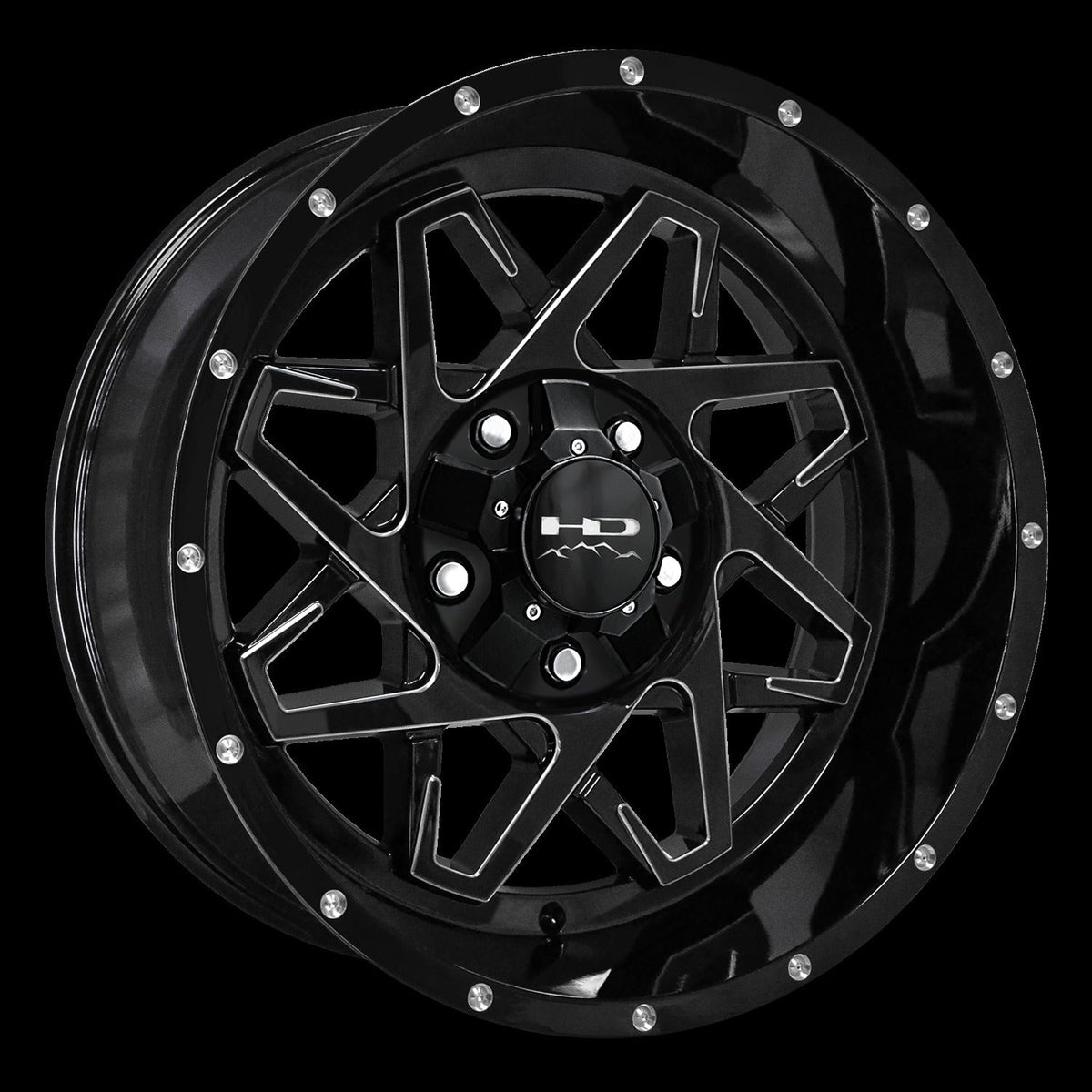 HD Offroad Caliber 20x10 -25 5x127/5x139.7mm 78.1mm Gloss Black/Milled Edge