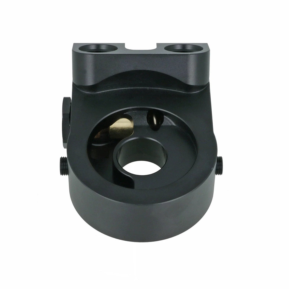 BOOST Products Billet Oil Filter Sandwich Plate Adapter w/ Thermostat, black anodized