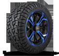 HD Golf Wheel & Tire Package ( 1pc ) 14x7.0 Spinout Gloss Black & Blue w ( 1pc ) 23 Inch A/T Tire