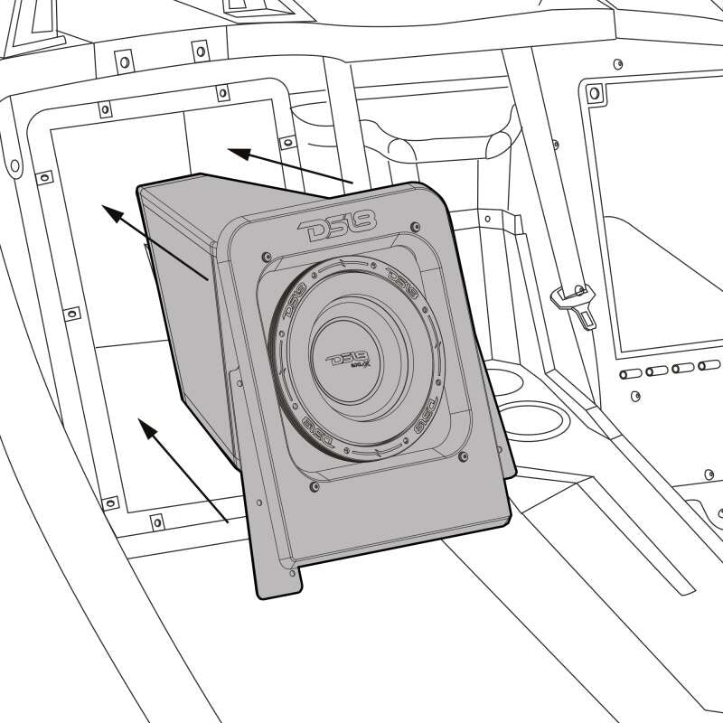 DS18 2015+ Polaris Slingshot Rear Subwoofer and Enclosure w/ EXL-X10.4D Subwoofer- Black Finish