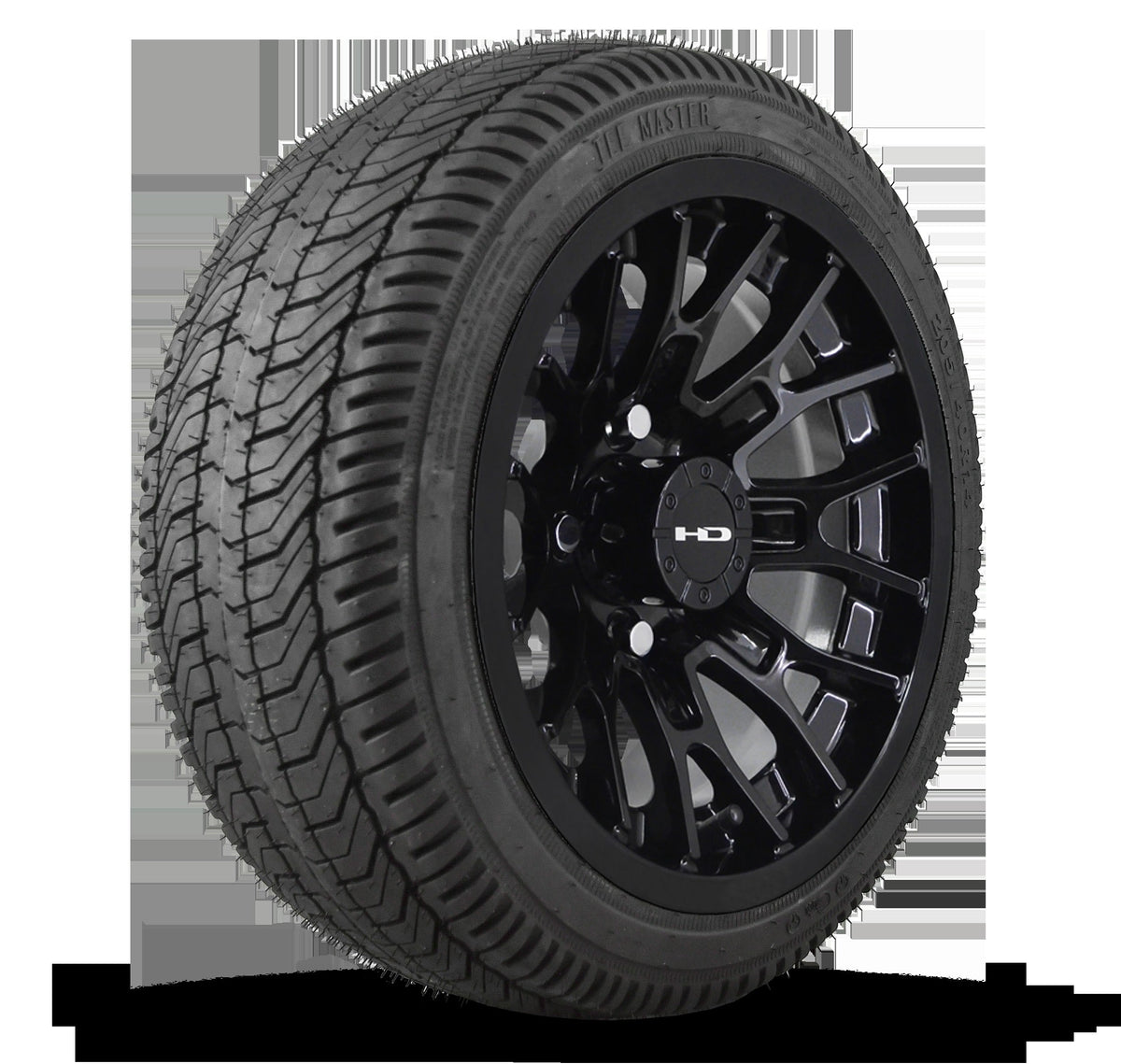 HD Golf Wheel & Tire Package ( 1pc ) 14x7.0 RTC All Gloss Black w ( 1pc ) 205/40-14 All-Season Tire