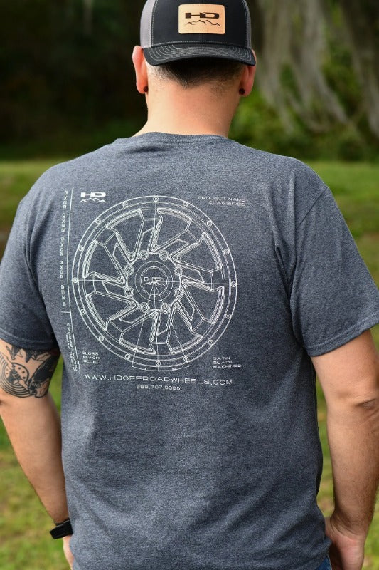 Official HD Off-Road Wheels SAW T-Shirt Heather Grey w Pocket
