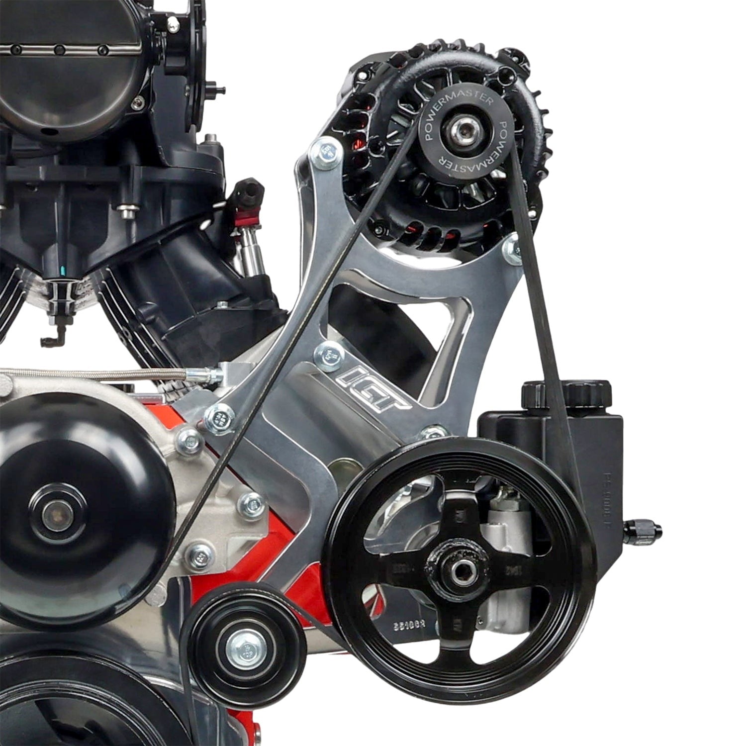 ICT BILLET LS Corvette Low Mount Alternator, Power Steering Pump Brackets LSX LS1 LS3 LS2