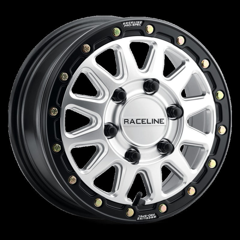Raceline A14SB Alpha 15x7in / BP / 25mm Offset / 68mm Bore - Hyper Silver w/Black Ring