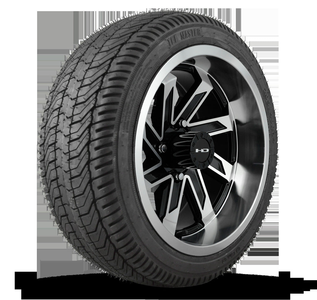 HD Golf Wheel & Tire Package ( 1pc ) 14x7.0 SAW Gloss Black Full Machined w ( 1pc ) 205/40-14 All-Season Tire