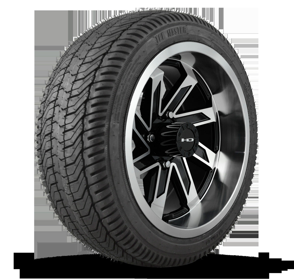 HD Golf Wheel & Tire Package ( 1pc ) 14x7.0 SAW Gloss Black Full Machined w ( 1pc ) 205/40-14 All-Season Tire