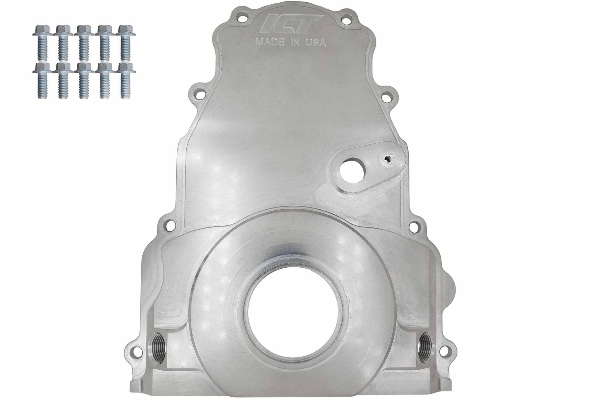ICT BILLET LS Gen 4 Twin Turbo Oil Drain Return - Front Timing Chain Cover -10AN