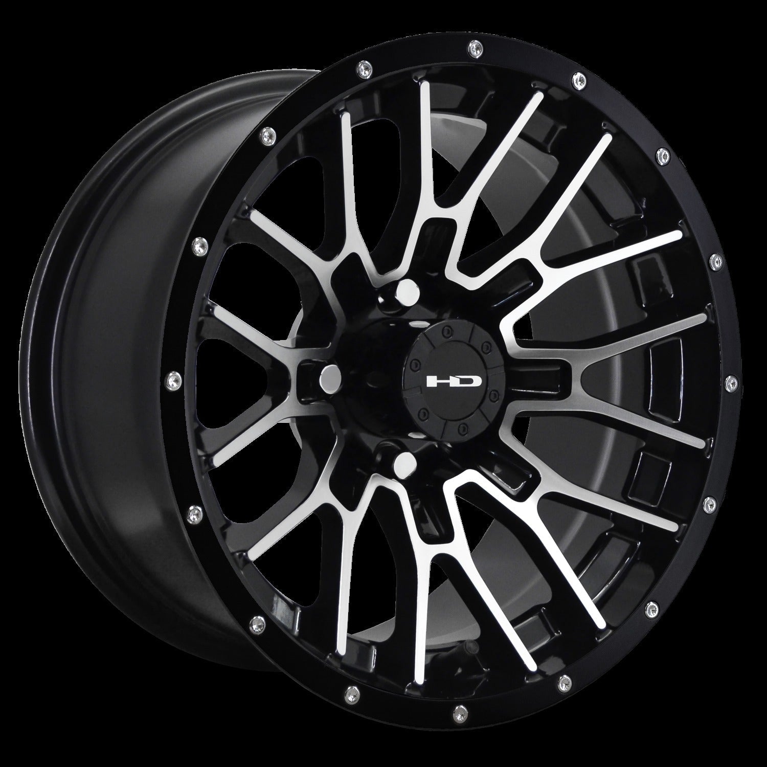 HD Golf RTC 12x7 -14 4x101.6mm 68.2mm Gloss Black/Mchnd Fc Blk Riv