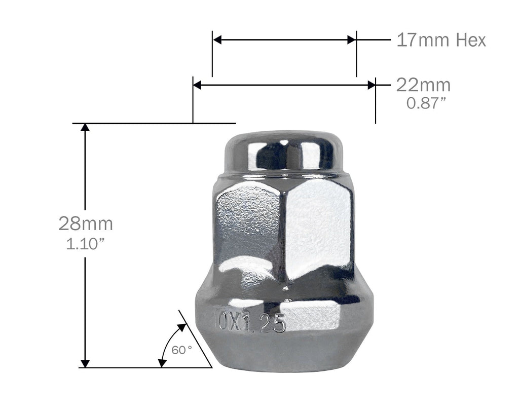 ATV & UTV Small Hex Lug Nuts - Chrome