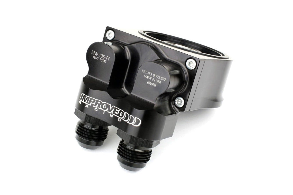 Improved Racing Oil Filter Sandwich Plate with Thermostat for Oil Coolers, 90-Degree Ports, 180°F
