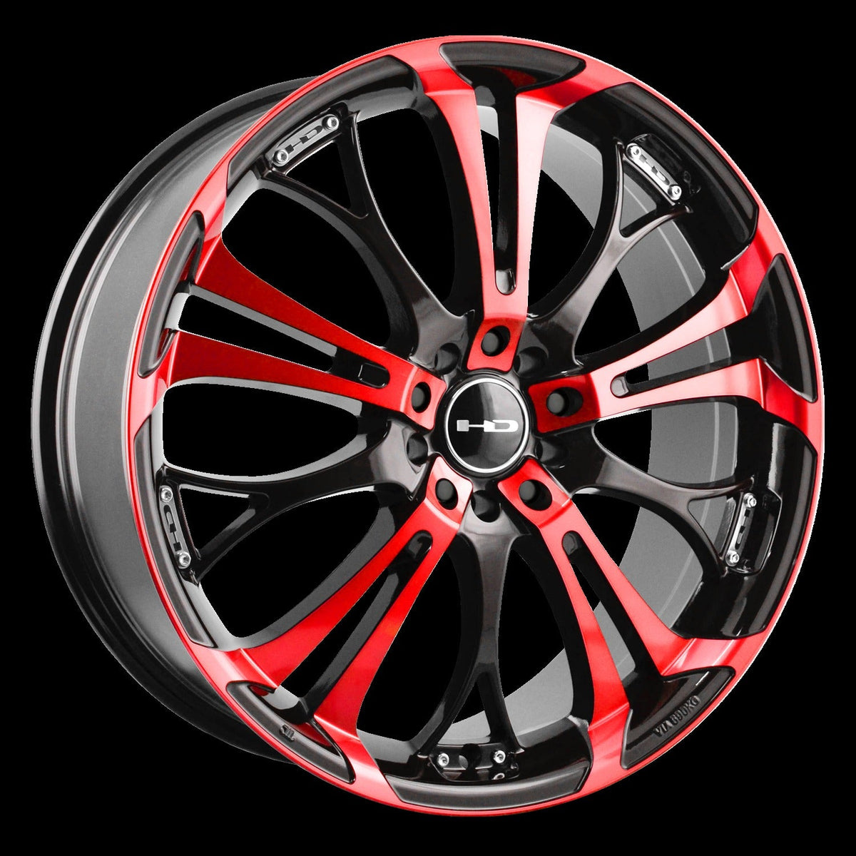 HD Wheels Spinout 17x7 +45 5x110/5x114.3mm 73.1mm Gloss Red&BK/Machined Face