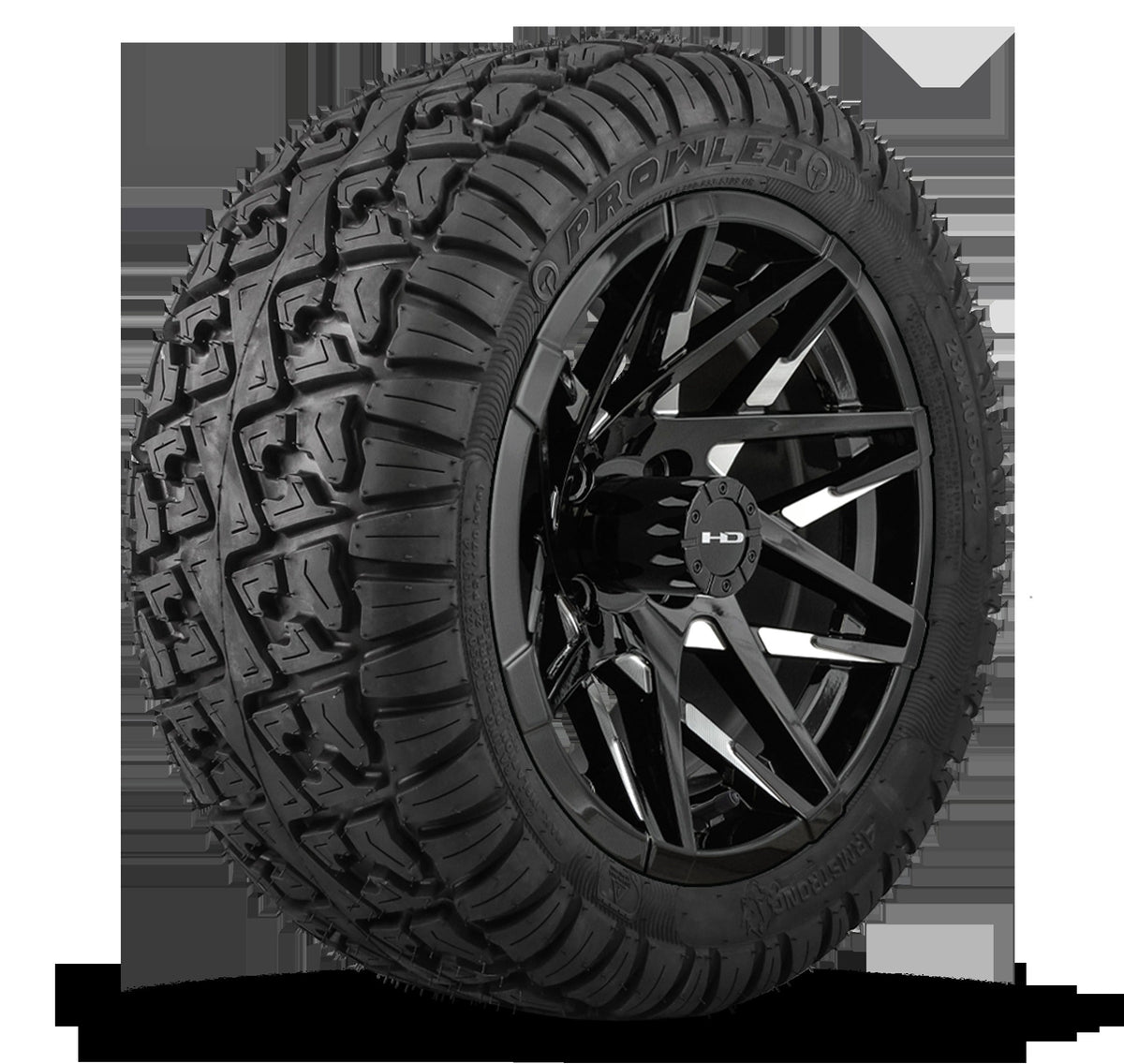 HD Golf Wheel & Tire Package ( 1pc ) 12x7.0 Canyon Black Milled Face w ( 1pc ) 23 Inch A/T Tire