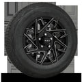 15 INCH | 5 on 4-1/2 | CANYON Aluminum Trailer Wheel w/ Radial Tire Assembly | Gloss Black with Milled Edges ( 1pc )