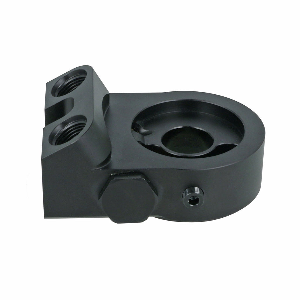 BOOST Products Billet Oil Filter Sandwich Plate Adapter w/ Thermostat, black anodized