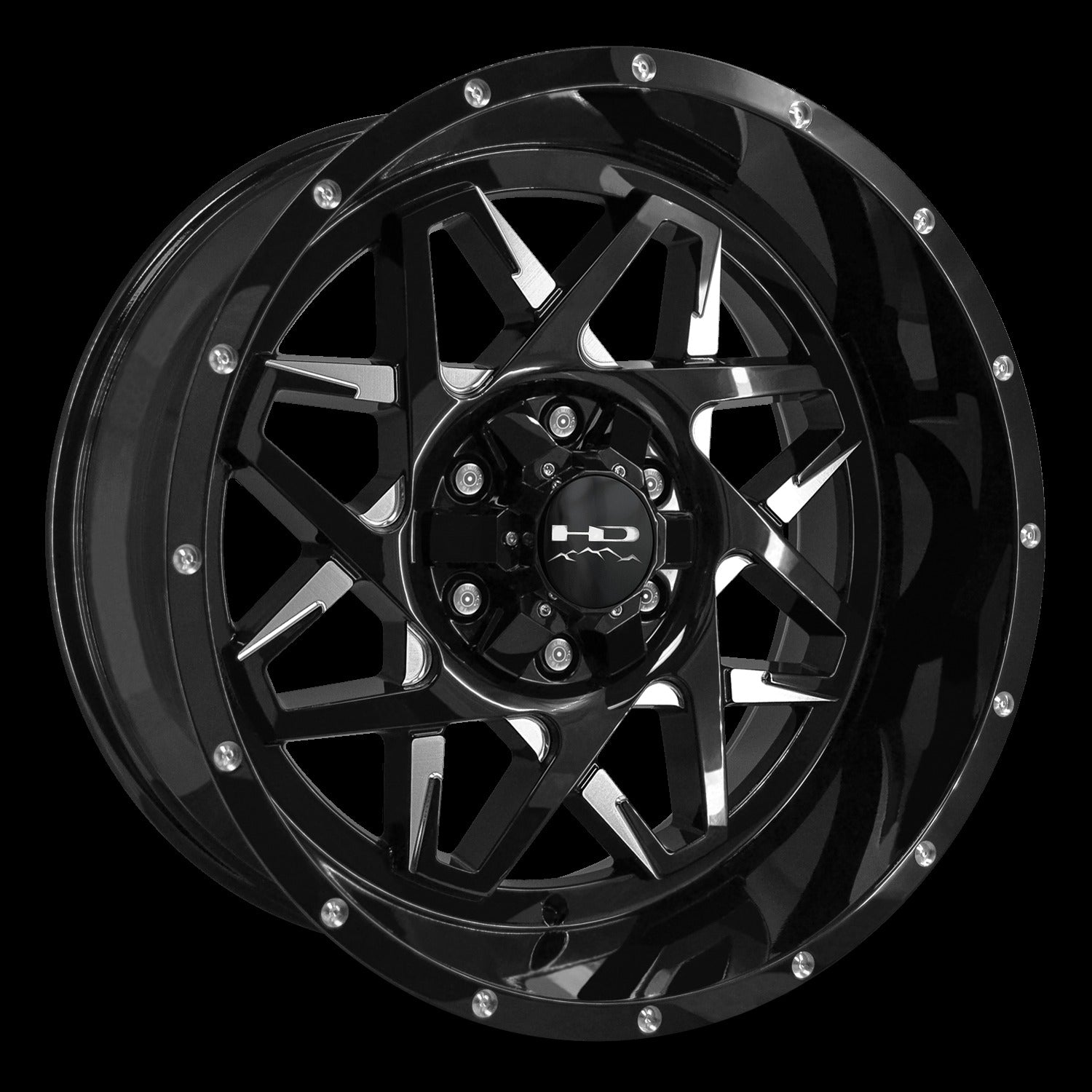HD Offroad Caliber 20x10 -40 6x135/6x139.7mm 106.2mm Gloss Black/Milled Face