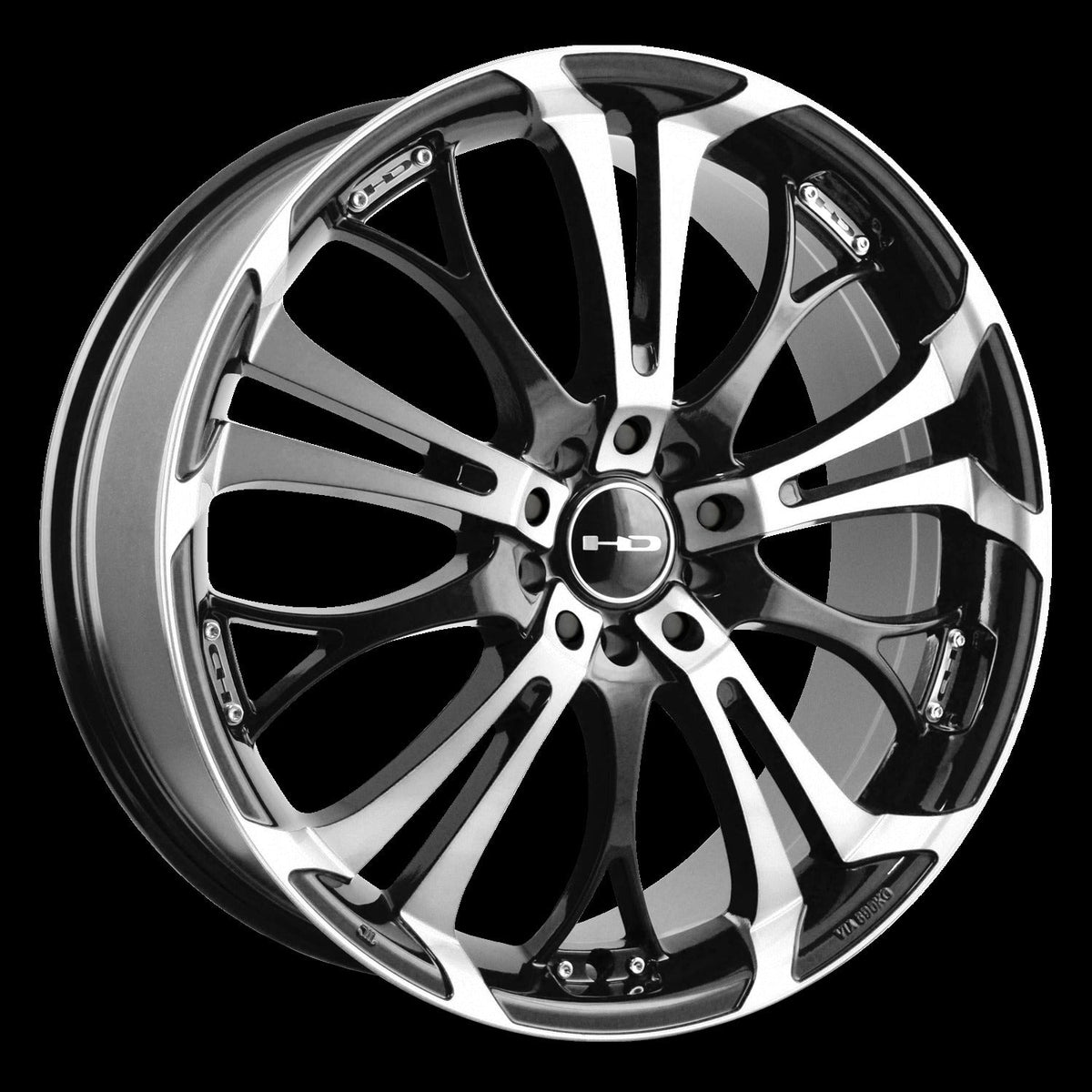 HD Wheels Spinout 18x7.5 +40 5x108/5x114.3mm 73.1mm Gloss Black/Machined Face