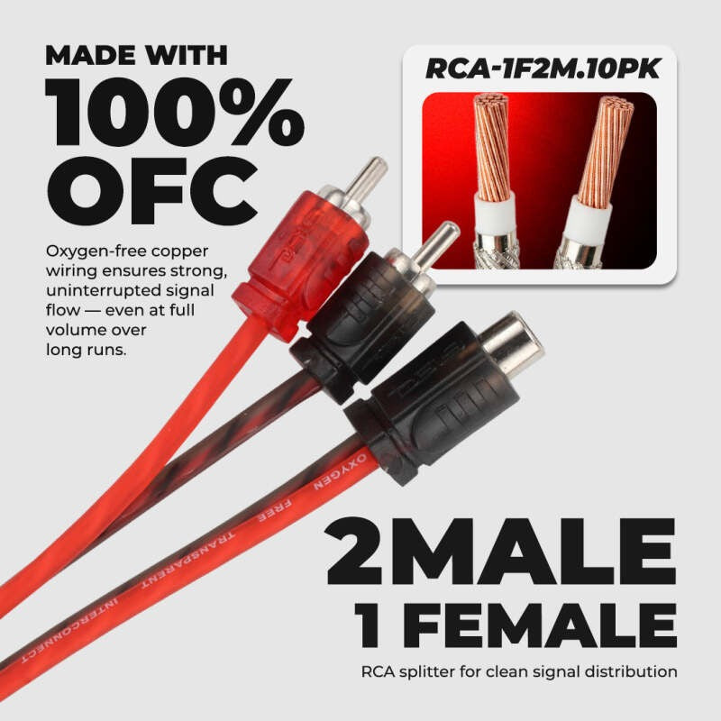 DS18 Level 1 RCA Y Connector 1 Female to 2 Male 10 x Pack