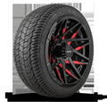 HD Golf Wheel & Tire Package ( 1pc ) 14x7.0 Canyon Black Red Milled Face w ( 1pc ) 205/40-14 All Season Tire