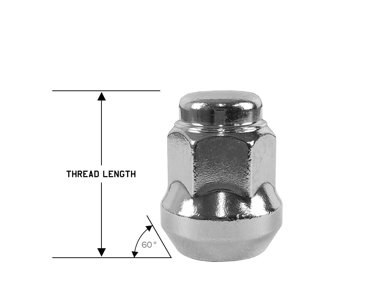 Perfectly Tight 17mm Hex Bulged Lug Nut Tapered Seat 1/2-20 x 28mm - Chrome Steel - Set of 16
