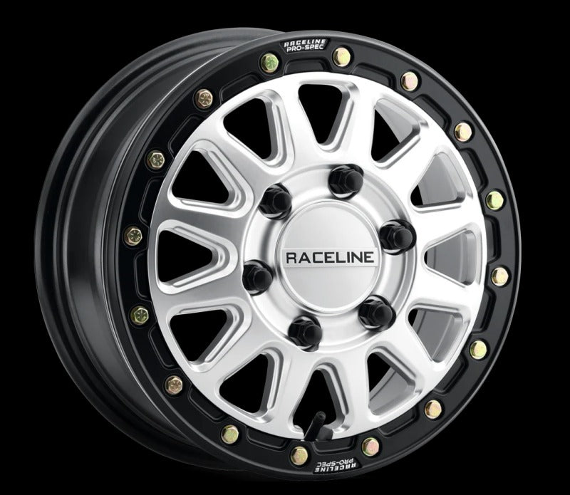Raceline A14SB Alpha 15x7in / BP / 25mm Offset / 68mm Bore - Hyper Silver w/Black Ring