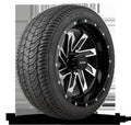 HD Golf Wheel & Tire Package ( 1pc ) 14x7.0 SAW Gloss Black Machined w ( 1pc ) 205/40-14 All-Season Tire