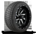 HD Golf Wheel & Tire Package ( 1pc ) 12x7.0 SAW Black Milled Face w ( 1pc ) 215/35-12 All-Season Tire