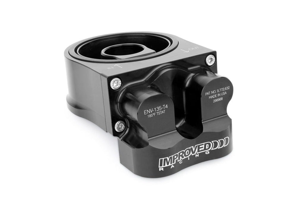 Improved Racing Oil Filter Sandwich Plate with Thermostat for Oil Coolers, 90-Degree Ports, 212°F