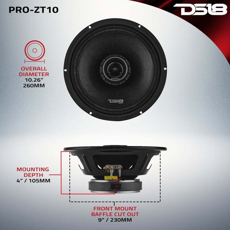 DS18 10 300 Watts RMS 4ohm Mid-Range Water Resistant Cone