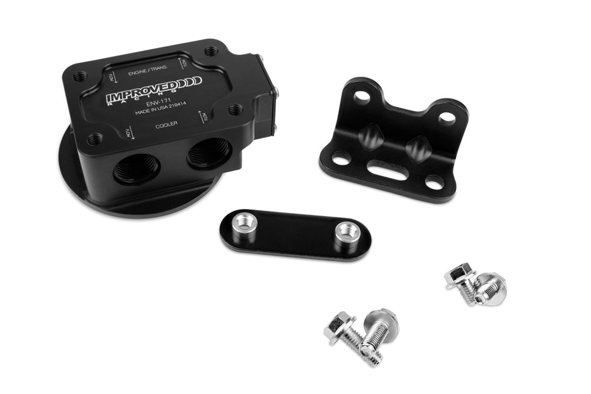 Improved Racing Remote Engine & Transmission Oil Filter Mount with Thermostat, 145°F