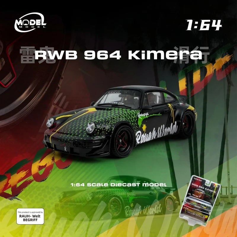 Modelmodel 1:64 Porsche RWB 964 Black Kimera MM64-RWB964-006