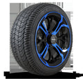 HD Golf Wheel & Tire Package ( 1pc ) 14x7.0 Spinout Gloss Black & Blue w ( 1pc ) 205/40-14 All-Season Tire