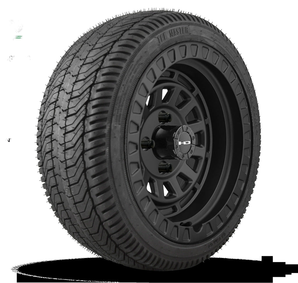 HD Golf Wheel & Tire Package ( 1pc ) 14x7.0 Venture All Satin Black w ( 1pc ) 205/40-14 All-Season Tire