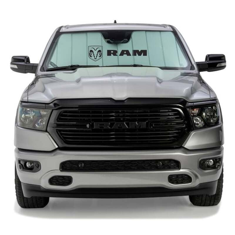 Covercraft 19-24 PU Ram 2500/3500 10W RVM Sensor UVS100 Custom Sunscreen with Ram Horizontal logo