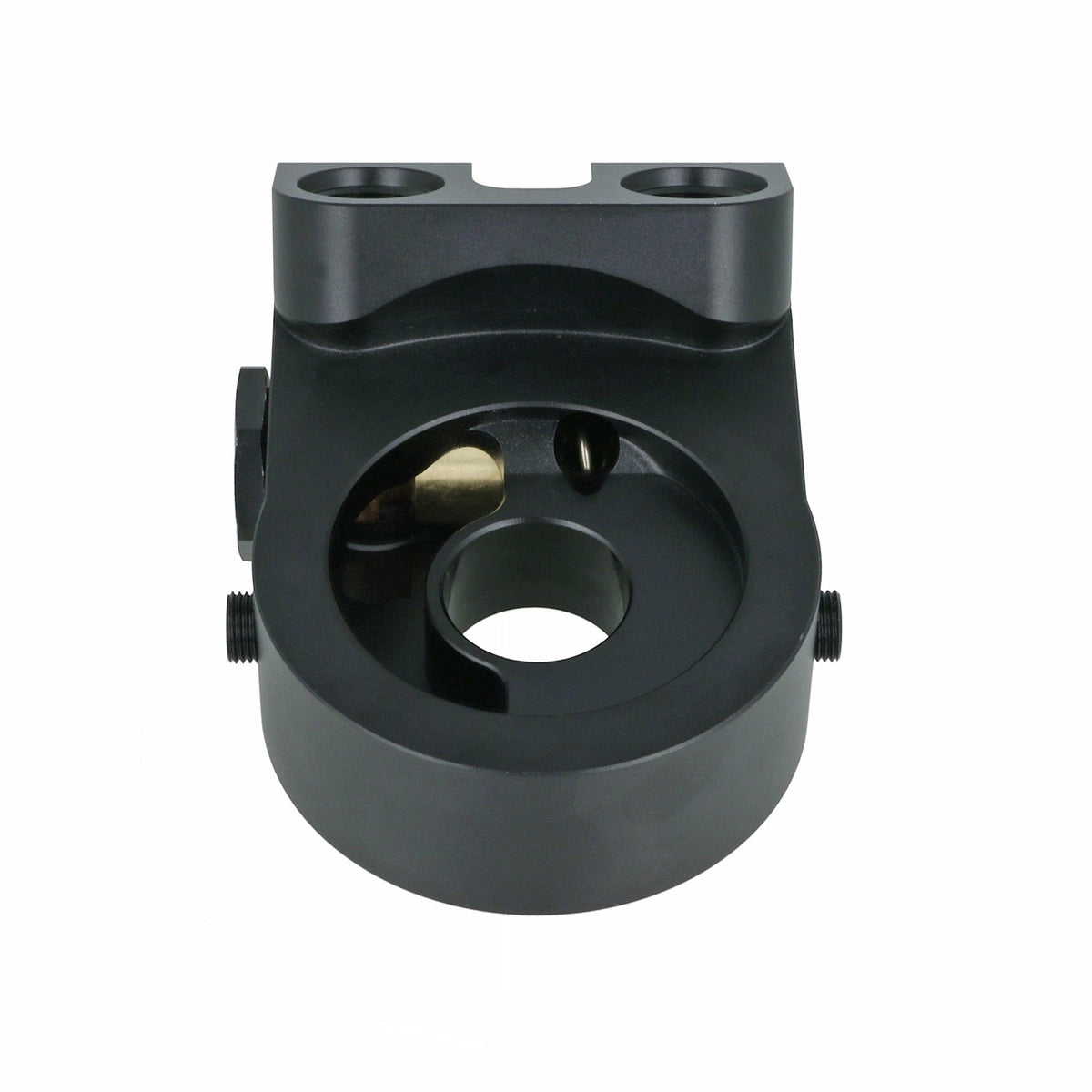 BOOST Products Billet Oil Filter Sandwich Plate Adapter w/ Thermostat, black anodized