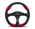 Momo Retro Steering Wheel 360 mm - 4 Black Leather/Wht Stitch/Brushed Spokes