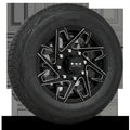 16 INCH | 8 on 6-1/2 | CANYON Aluminum Trailer Wheel w/ Radial Tire Assembly | Gloss Black with Milled Edges ( 1pc )