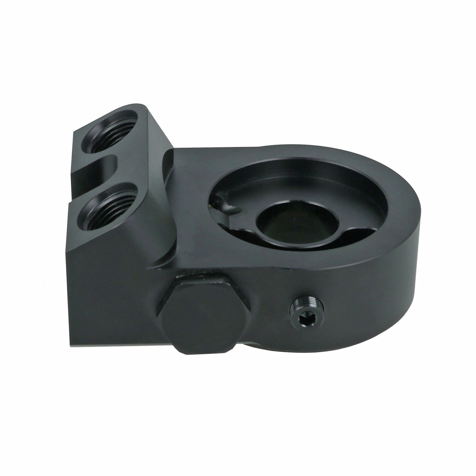 BOOST Products Billet Oil Filter Sandwich Plate Adapter w/ Thermostat, black anodized