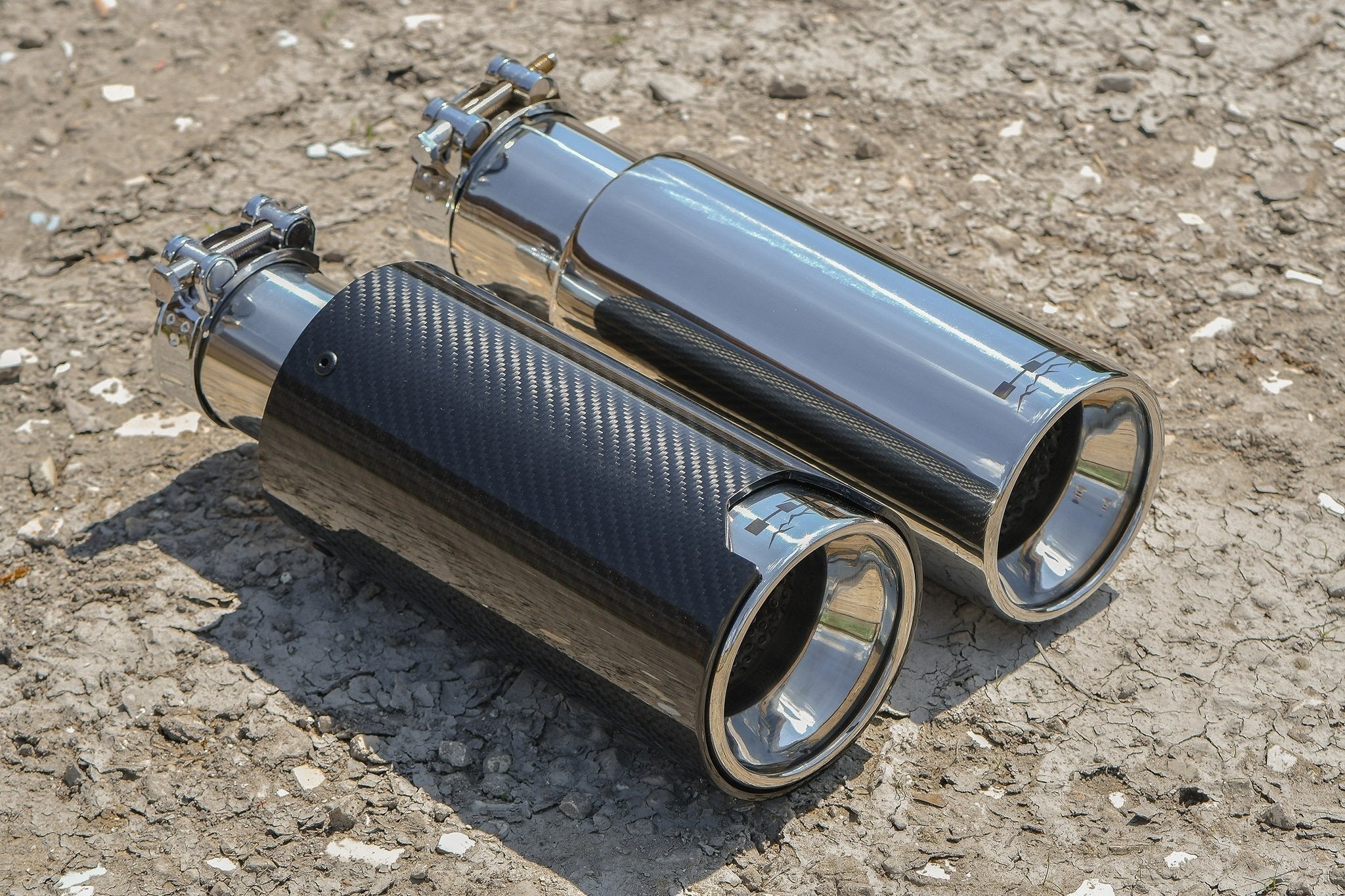 HD Off-Road Polished Stainless & Carbon Fiber Universal Exhaust Tips
