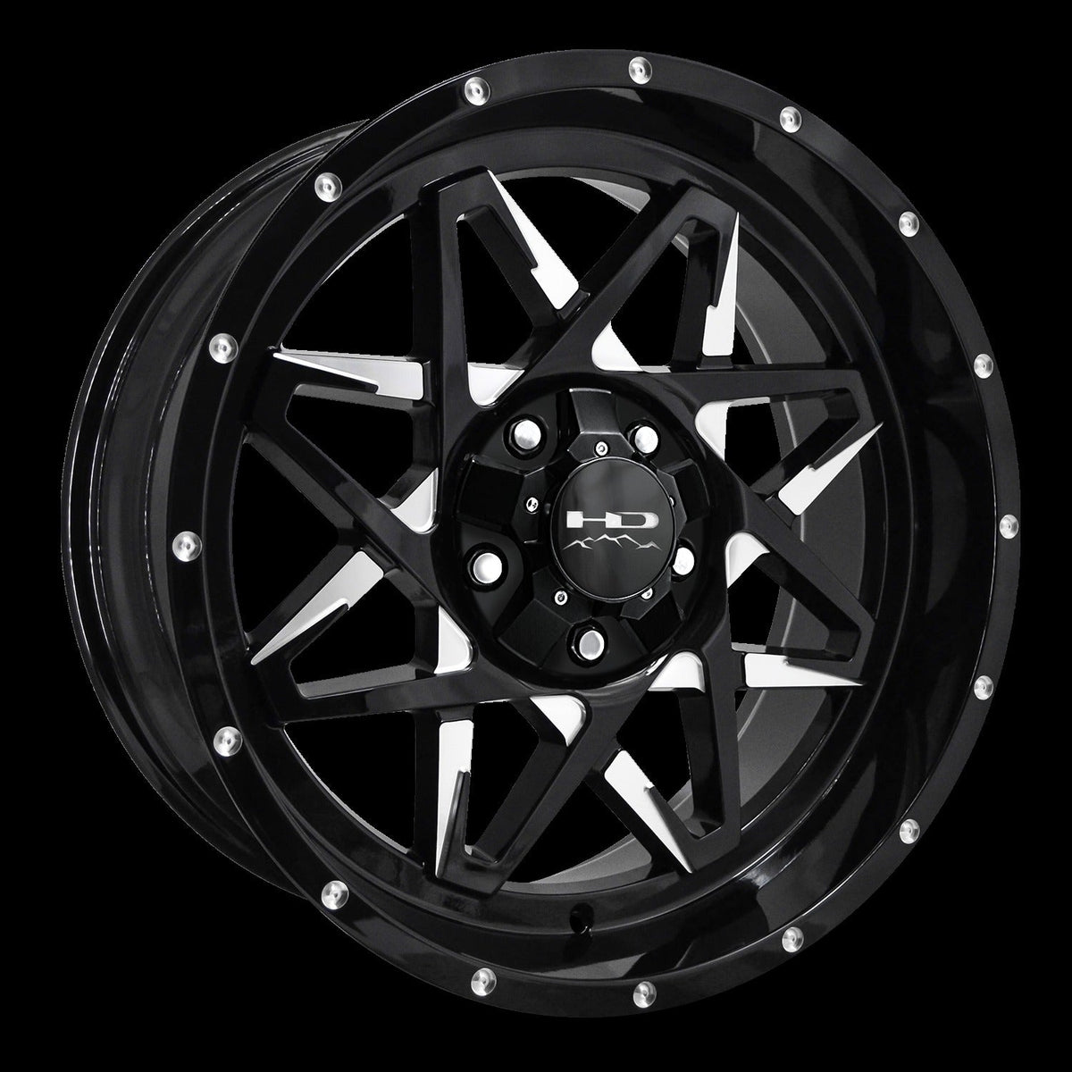 HD Offroad Caliber 20x9 +0 5x127/5x139.7mm 106.2mm Gloss Black/Milled Face